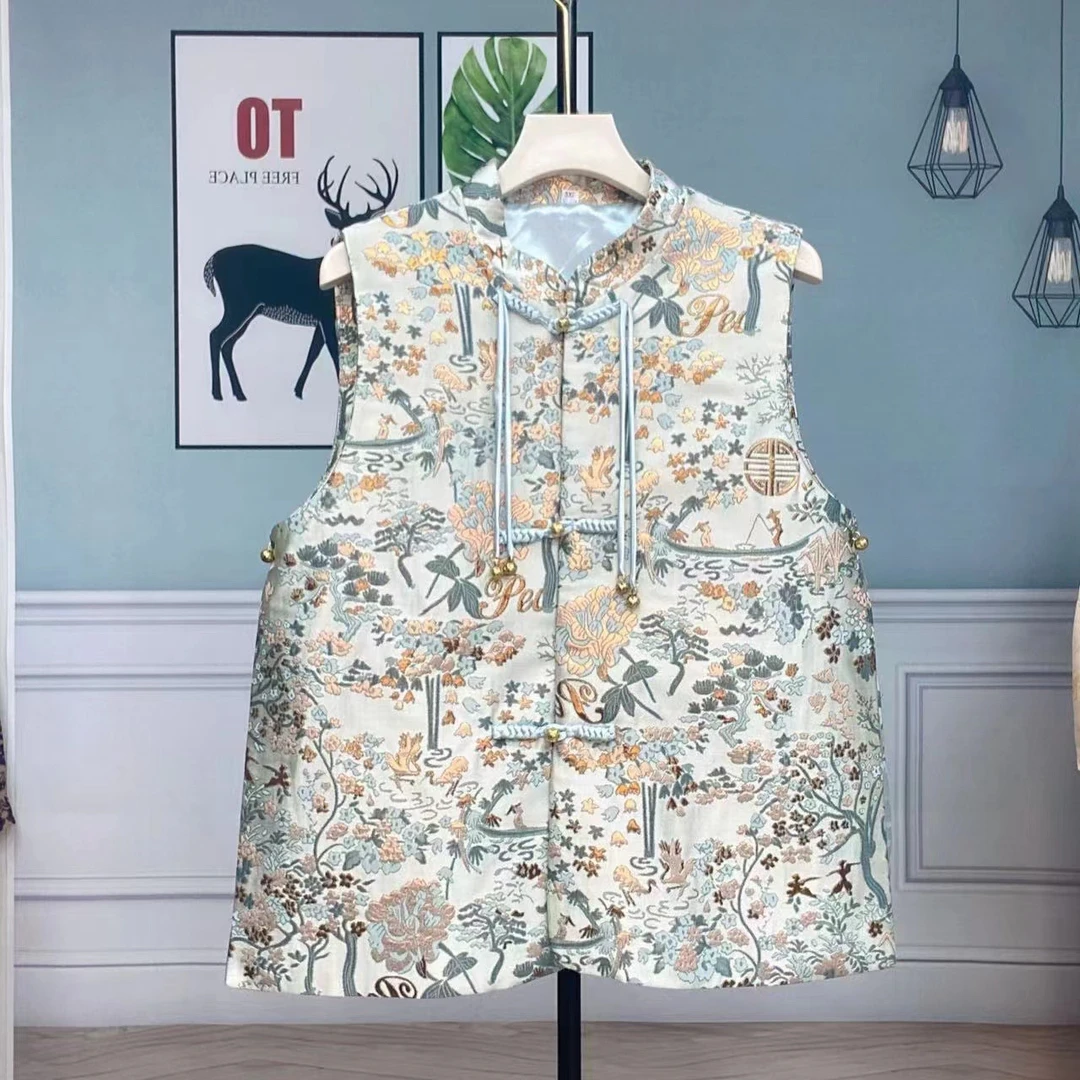 【发财树】新中式国风提花刺绣百搭流苏盘扣马甲时尚气质百搭款