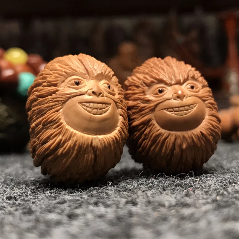 猴头核桃雕刻单珠卡通猴头手把件男士盘玩大尺寸猴头手捻文玩核桃