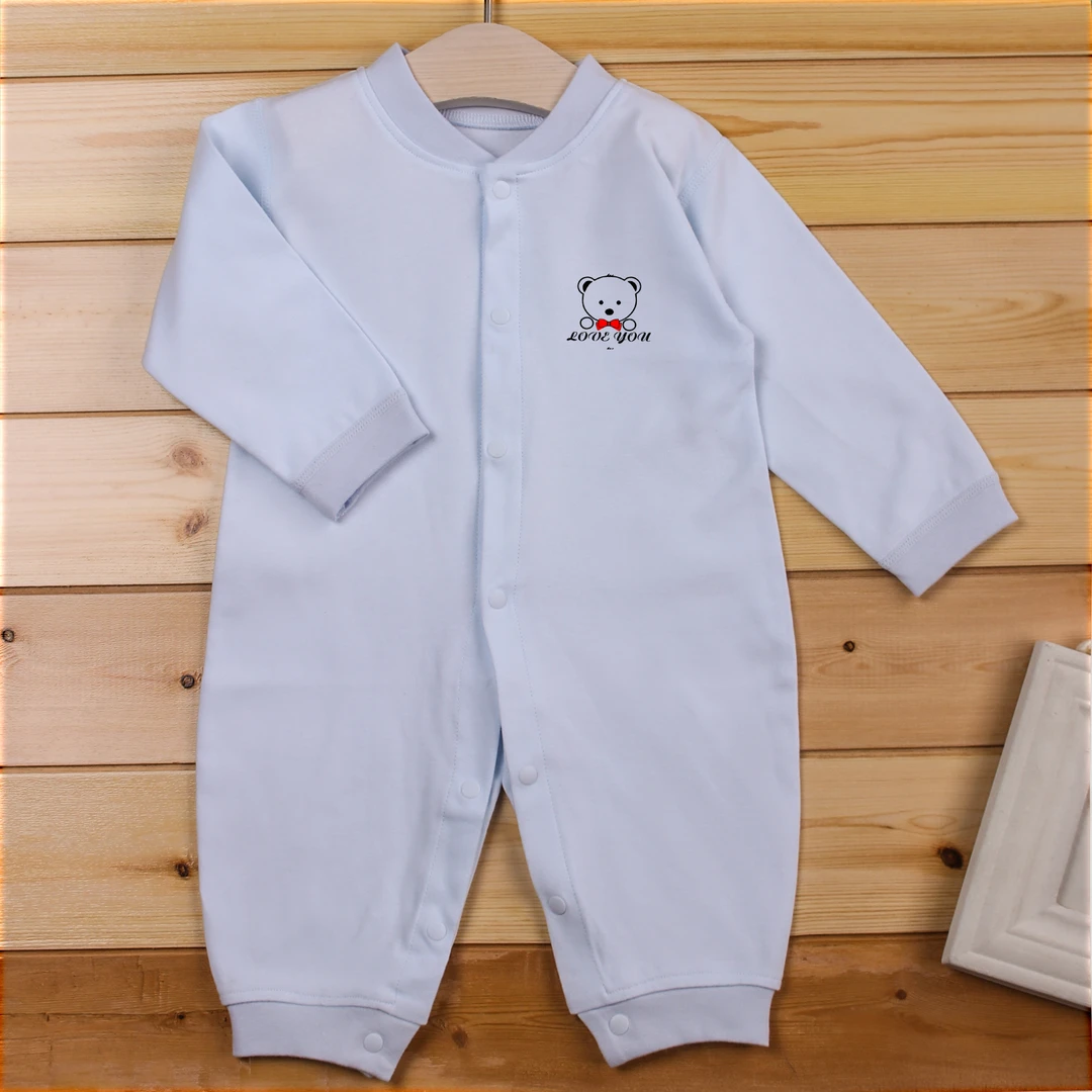 宝宝新生儿春秋季四季纯棉无骨哈衣按扣卡通连体衣长袖保暖连身衣