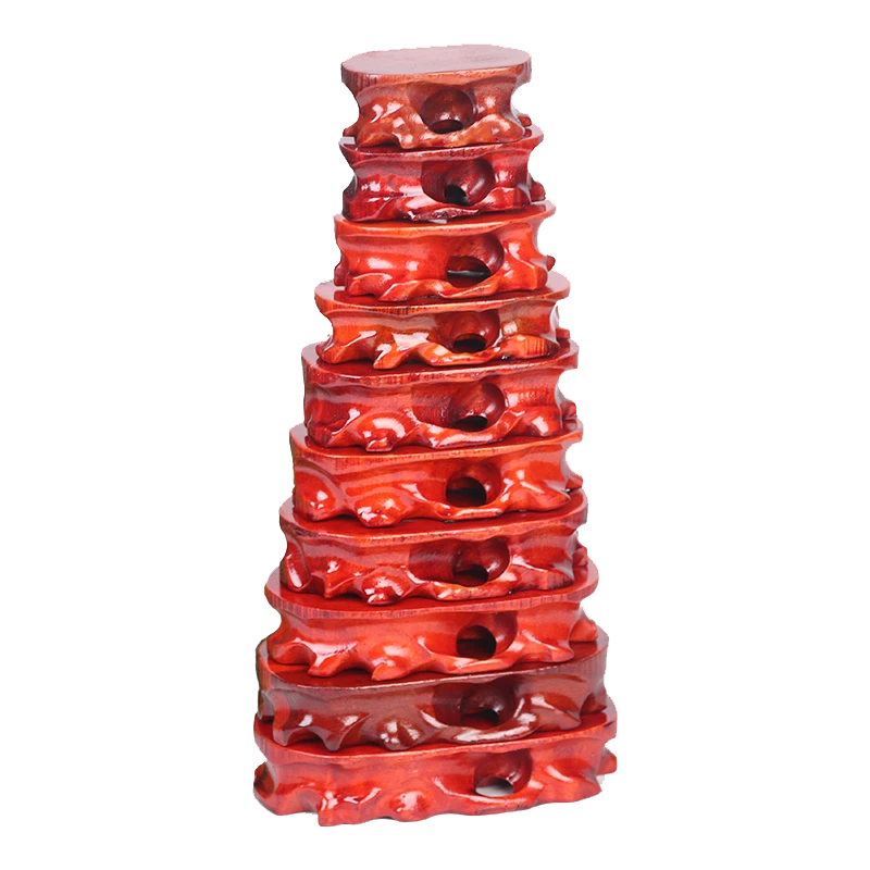 a801a橙啡色一套十个实木奇石底座石头木座子工艺品摆件瓷器座子