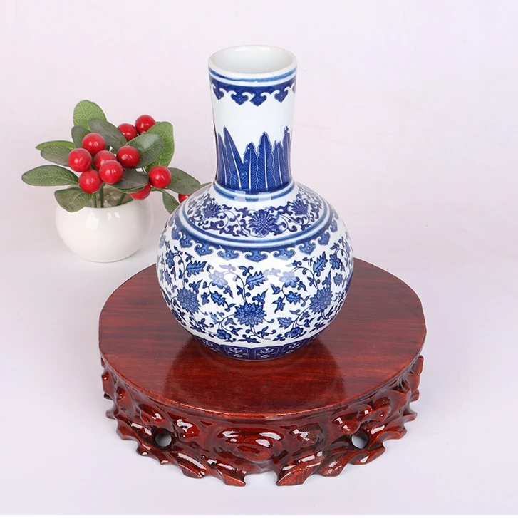 a003a-7直径18圆形实木奇石底座石头木座子工艺品摆件瓷器花盆座