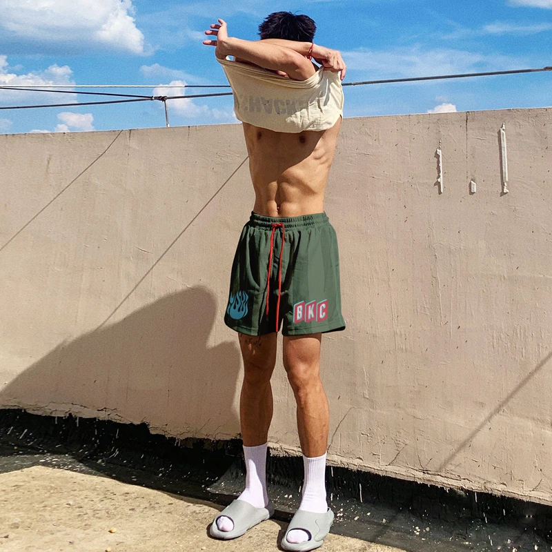 breakice美式火焰运动休闲短裤男潮速干冰凉感篮球训练健身跑步裤