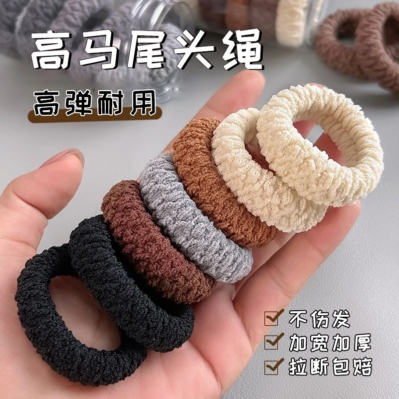 发圈高弹力耐用高马尾固定神器头绳皮套发饰加厚加宽扎头发橡皮筋