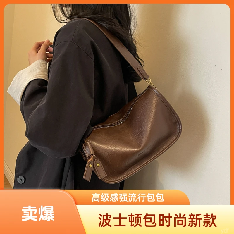 ins斜挎包美拉德复古包包女2025春季新款爆款时尚百搭单肩斜挎包