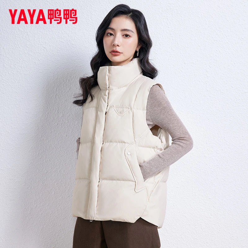 鸭鸭2023年新款时尚羽绒服女立领运动马甲坎肩春秋休闲百搭个性
