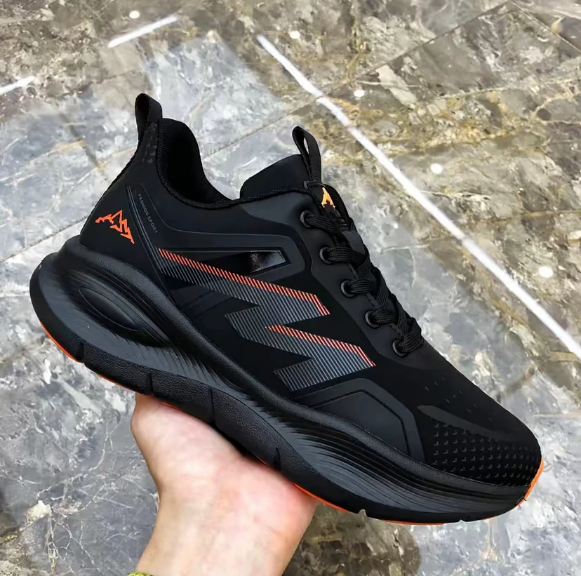 情侣款运动鞋秋冬季2024新款正品透气男士黑色布面休闲跑步鞋子男