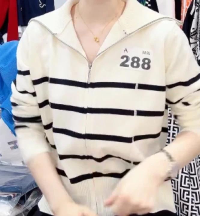 【妞妞】秋季新款小香风条纹海军领针织衫 010988-杏色