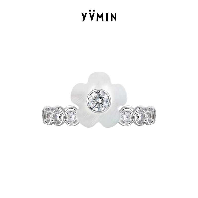 YVMIN/尤目 925银合成锆石戒指 花朵锆石戒指小众气质