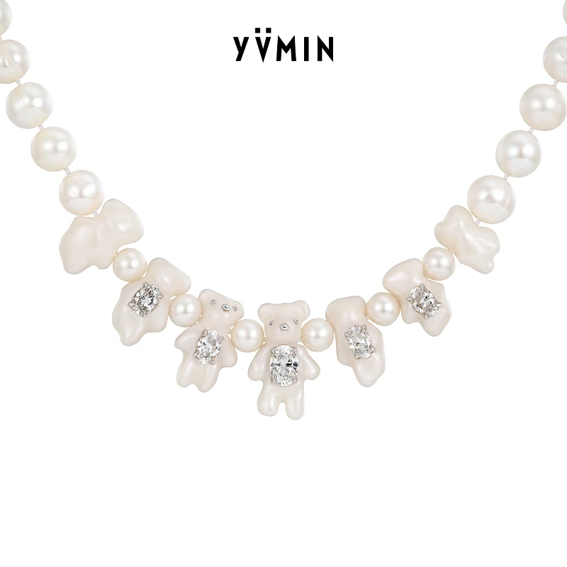YVMIN/尤目 链子925银 迷你珠光熊项链毛衣链
