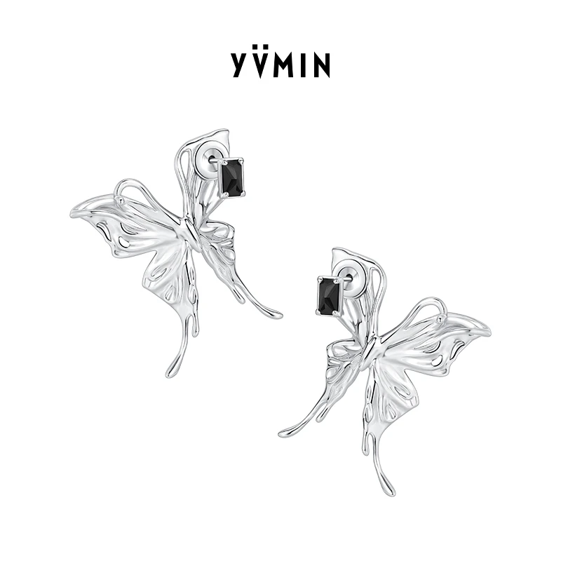 YVMIN/尤目 925银耳饰 涟漪系列 液态蝴蝶纯银耳钉轻奢耳环小众