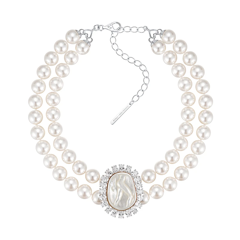 YVMIN/尤目 非金属合成锆石吊坠 SST少女浮雕双层项链