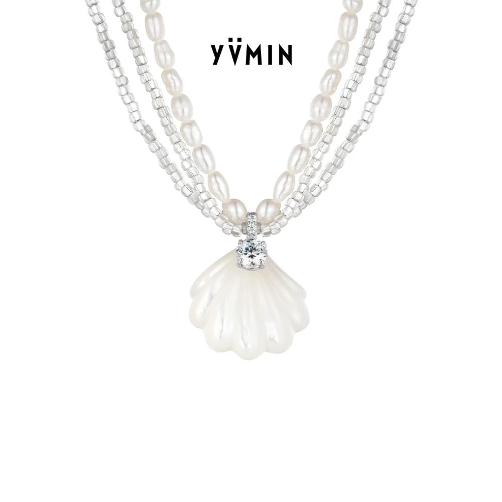 YVMIN/尤目 吊坠925银合成锆石 2024春夏系列 多层珠链叠戴项链