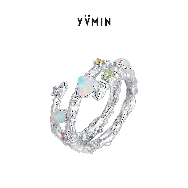 YVMIN/尤目 非金属合成锆石戒指 甜食系列 糖纸肌理双层戒指