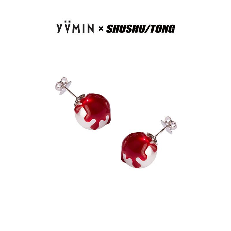 YVMIN/尤目 非金属仿珍珠耳饰 x SHUSHUTONG 滴血珍珠耳钉