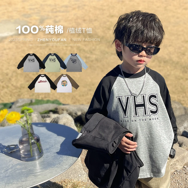 【卡通纯棉T恤】儿童长袖上衣春秋韩版洋气男童中大童秋季打底秋款