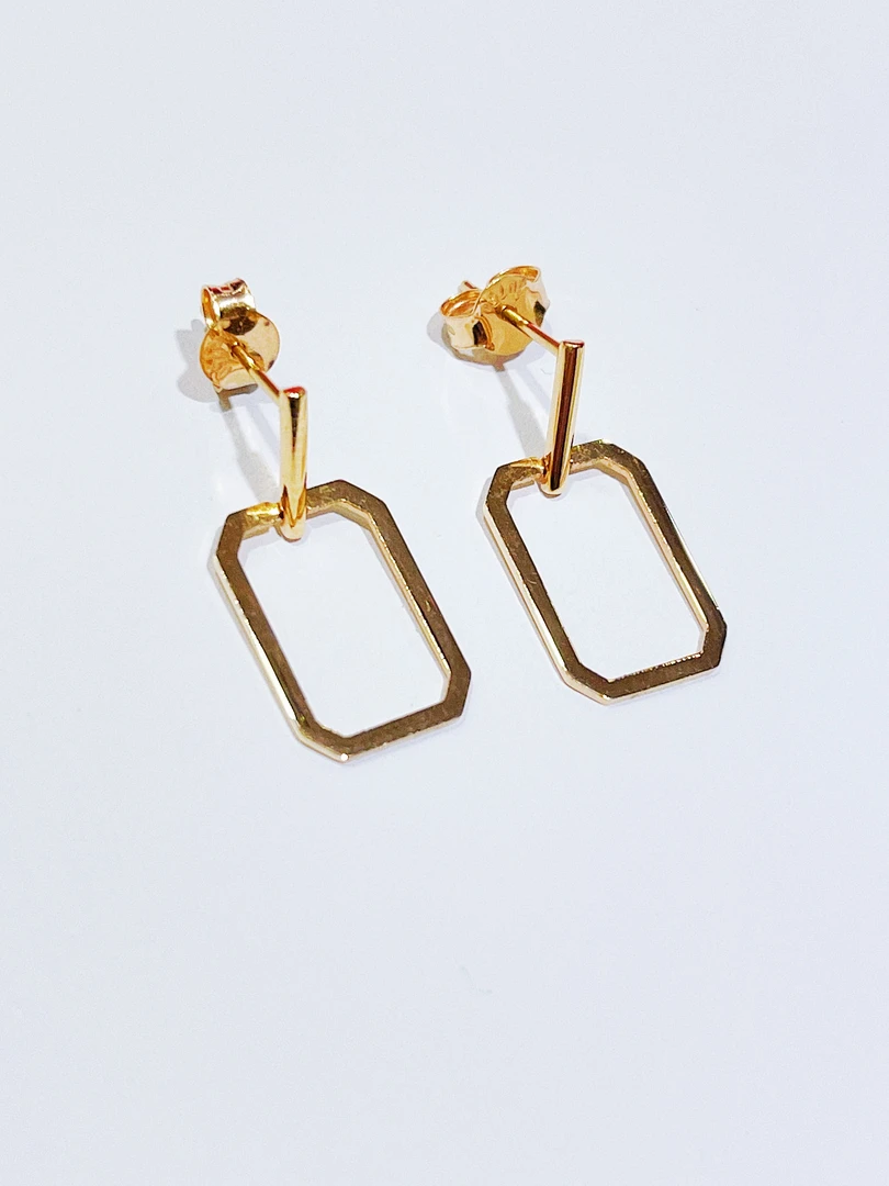 尚晶品珠宝18K金方形灵动耳钉K红玫瑰金色几何时尚简约彩金AU750
