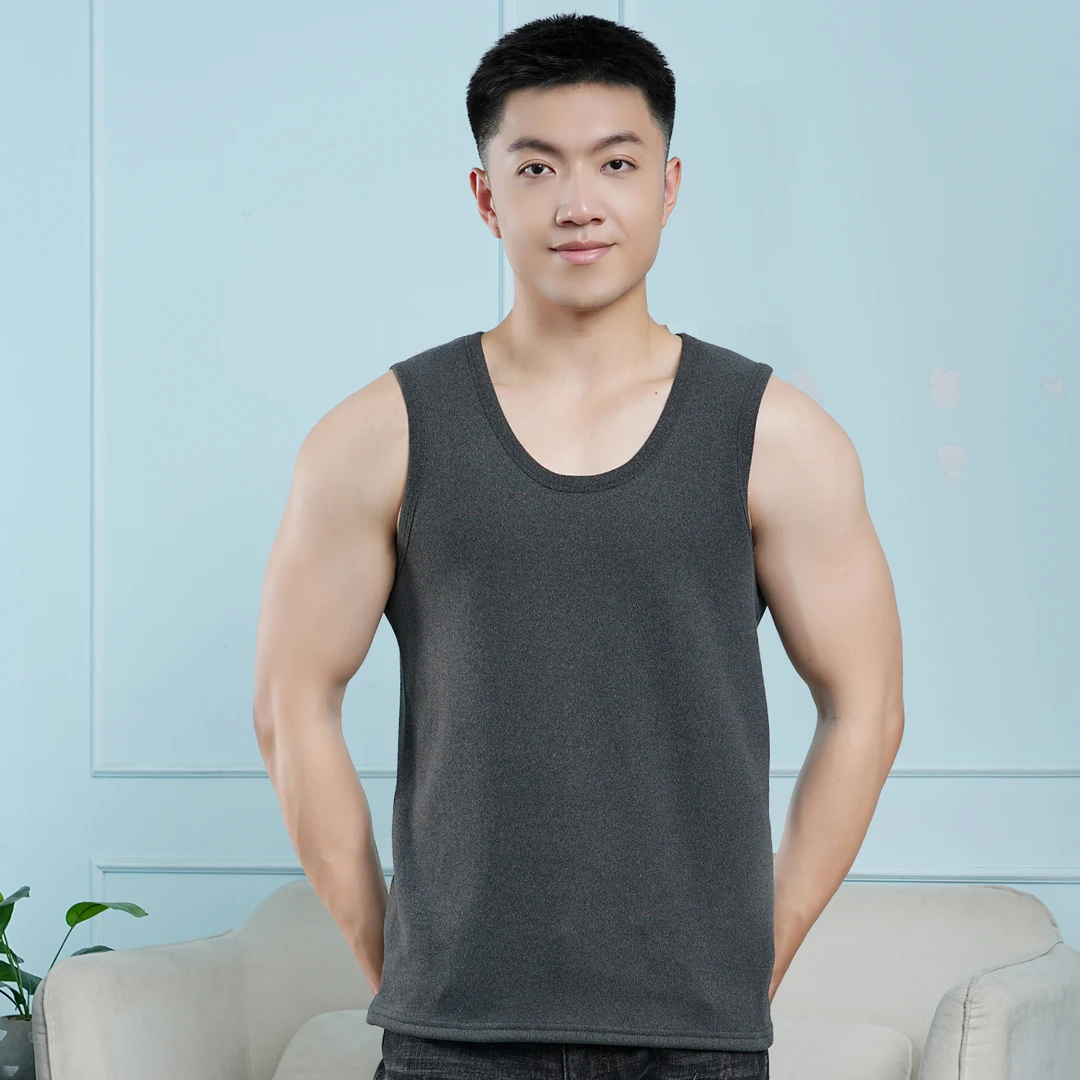 男士保暖背心磨毛摇粒绒加绒加厚冬季