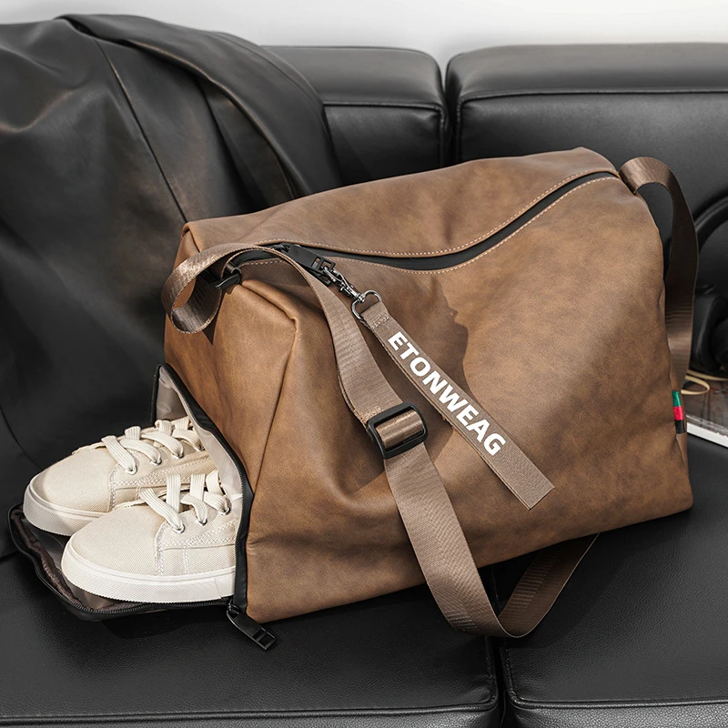 干湿分离独立鞋位男士单肩健身包 潮牌户外运动包短途行李包挎包