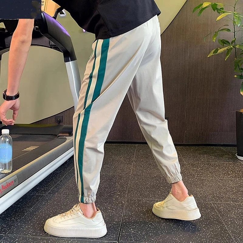 冰丝裤子潮牌男夏季薄款2025秋季小脚九分男裤束脚休闲运动哈伦裤