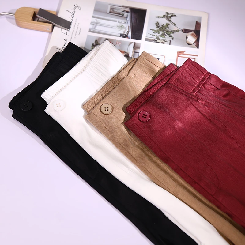 【奢华柜货2】桑蚕 丝垂感轻奢丝滑飘逸垂感高腰大码显瘦窄版直筒裤