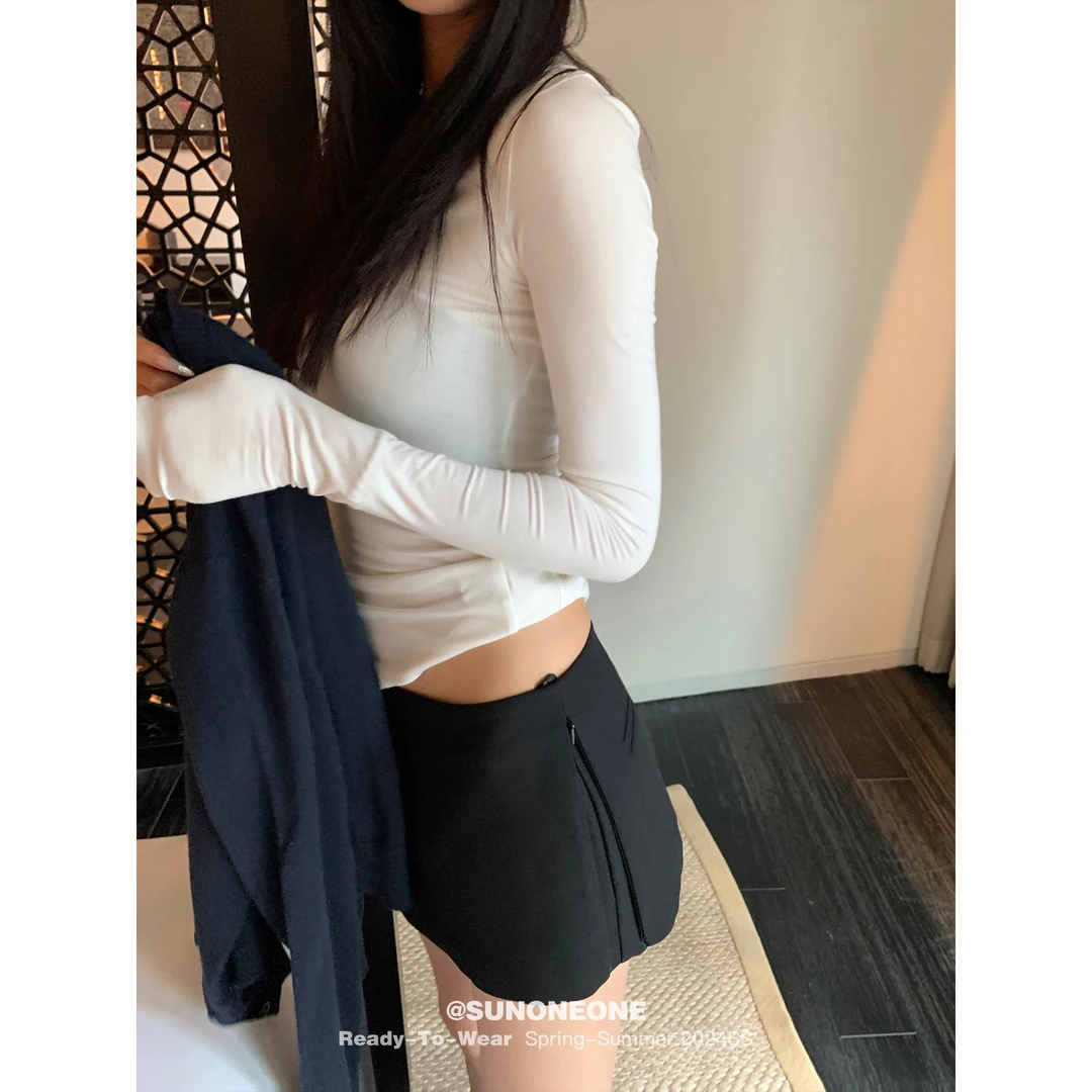 SUNONEONE H0432Q气质西装半身裙女秋季气质复古a字百搭裤裙短裙