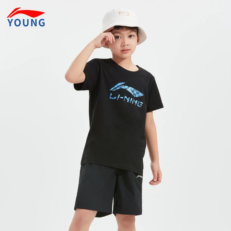 李宁男童夏季套装宽松舒适透气时尚潮流2024夏季新款儿童运动套装