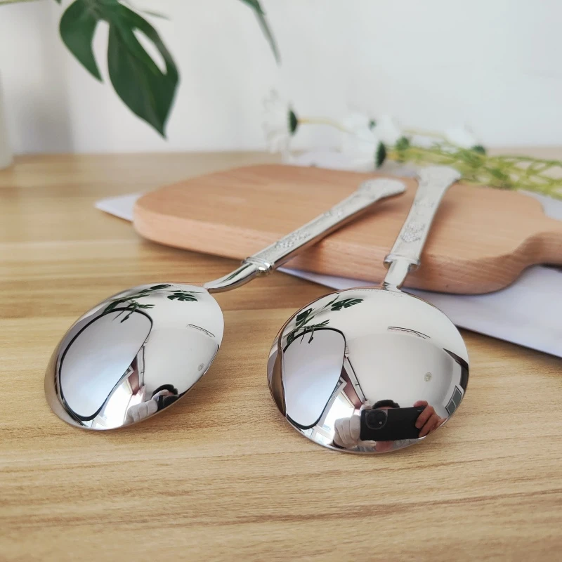 高品质大圆勺Chockmen 18-10不锈钢大头饭勺圆汤勺古典雕花手柄