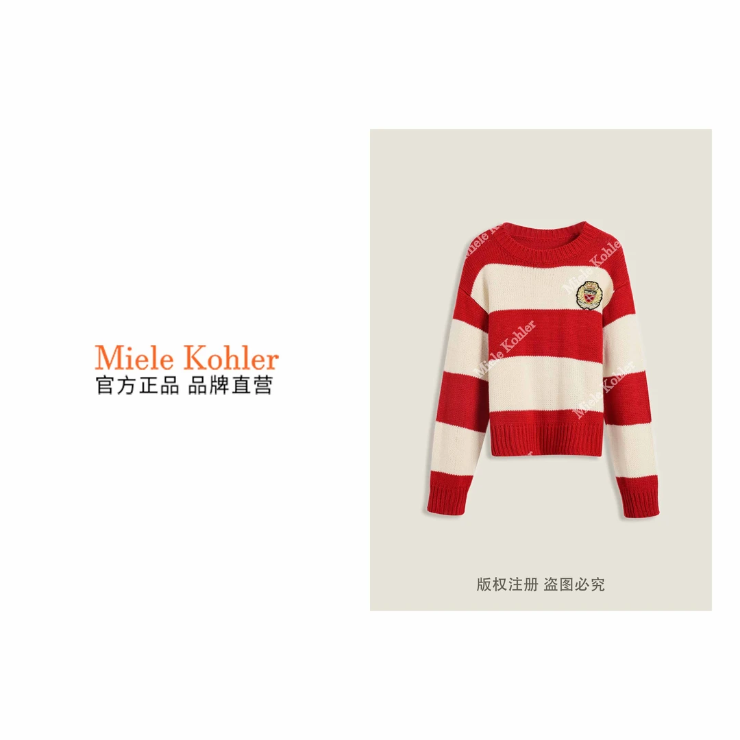 春季新款轻奢撞色拼接女长袖圆领上衣MKKQ3929-4【澳门小源同款】