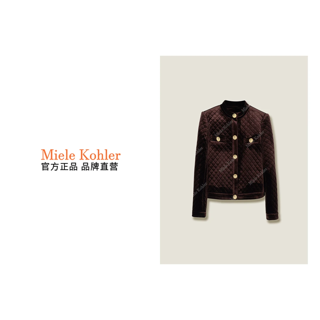 【澳门小源同款】新款小香风上衣女外套菱格金扣垫肩短款MKOKQ9279