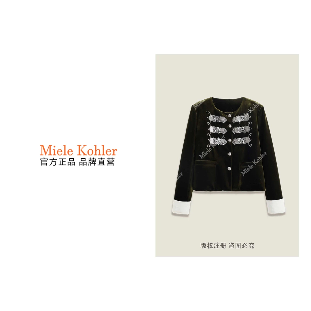 冬季新款设计感重工刺绣钉珠小香风外套MKKQ88624