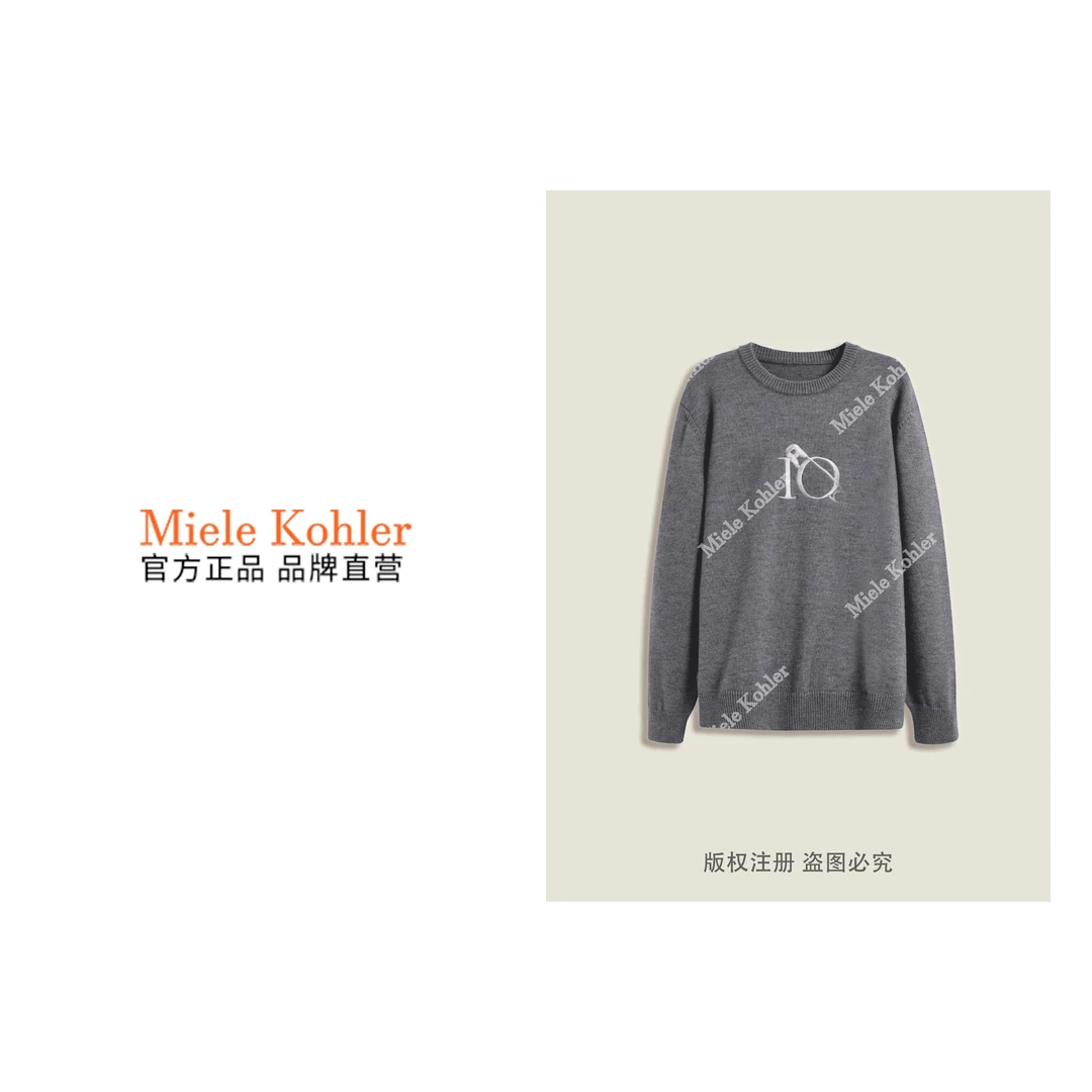 冬季新款时尚复古简约字母刺绣长袖毛衣MKKQ36583