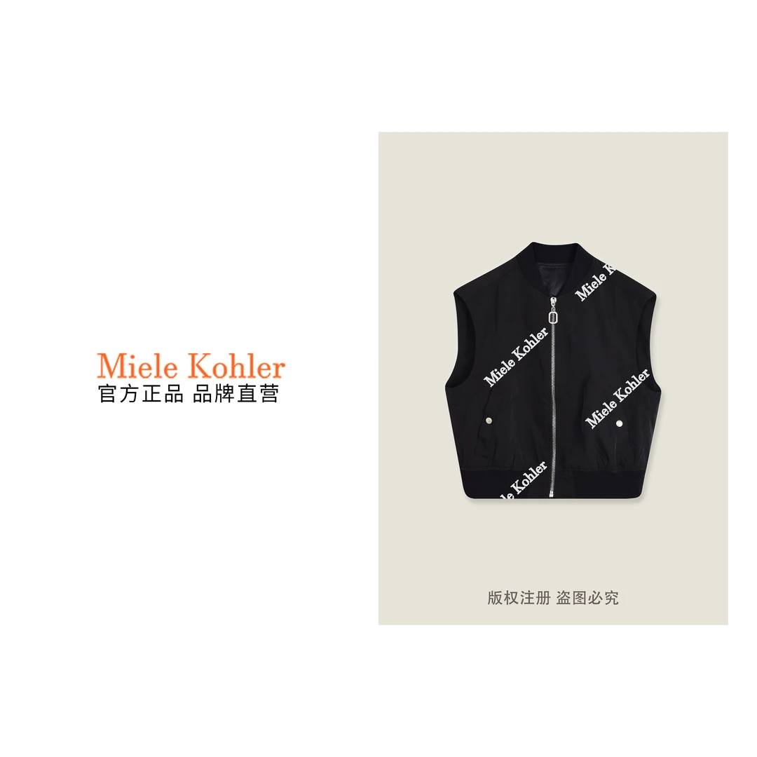 夏季新款简约纯色时尚潮流无袖短款外套MKOMB52608【澳门小源同款】