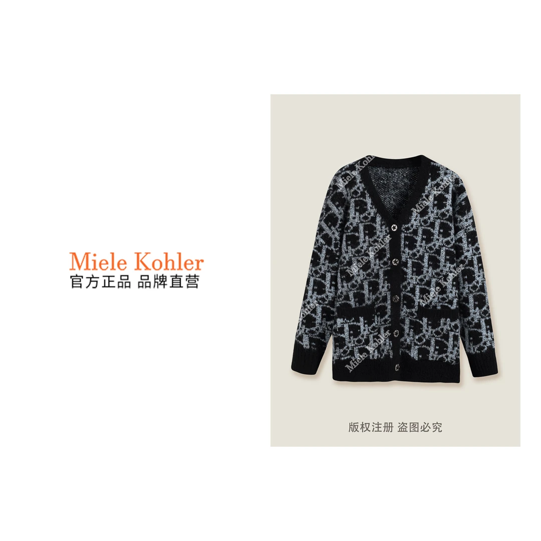 冬季新款高级感轻奢字母印花女款毛衣开衫MKKQ3370【澳门小源同款】