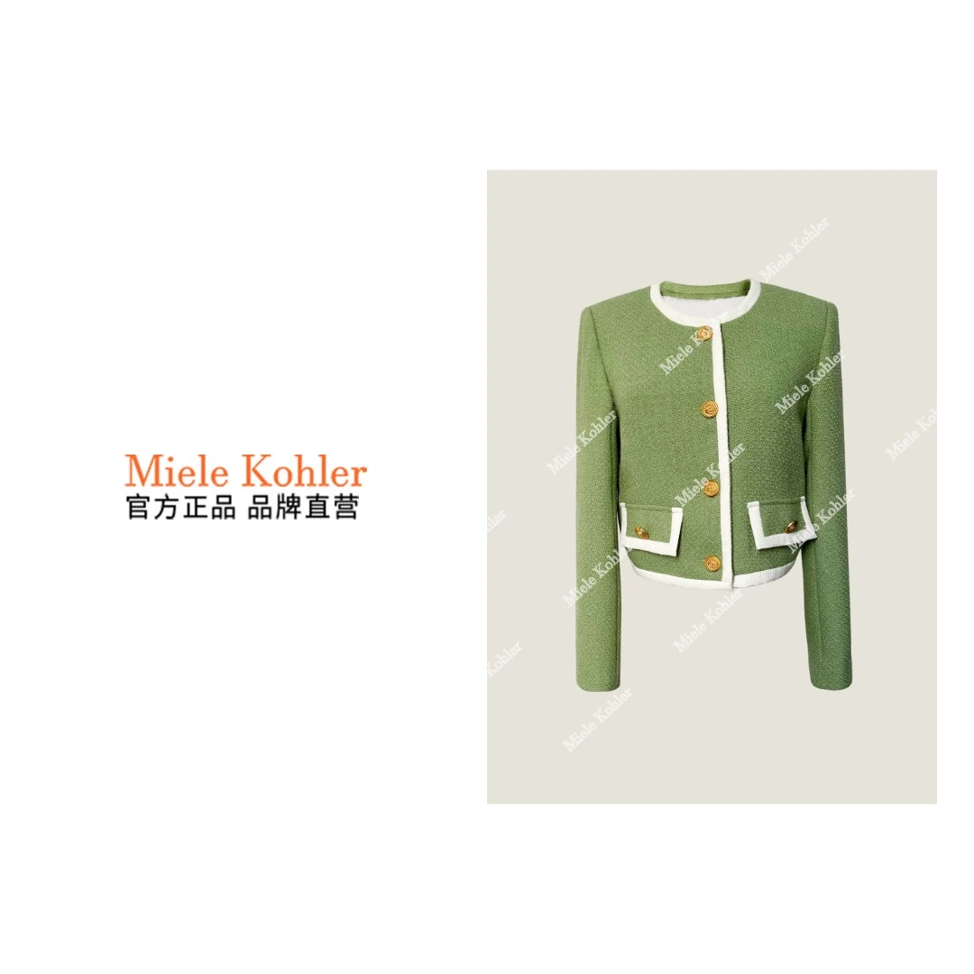 MieleKohler小香风撞色圆领羊毛短外套MKOSJ2125【澳门小源同款】