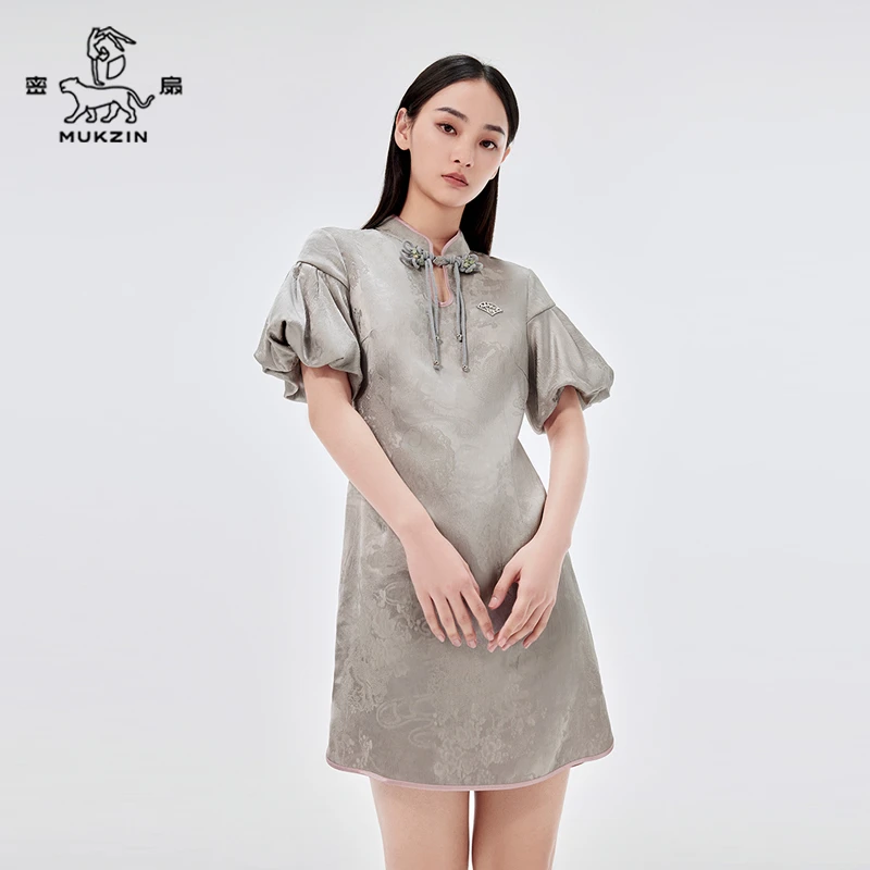 mukzin/密扇《金铃》2024夏装新款狸尨梦华录银连衣裙M24BD34005223