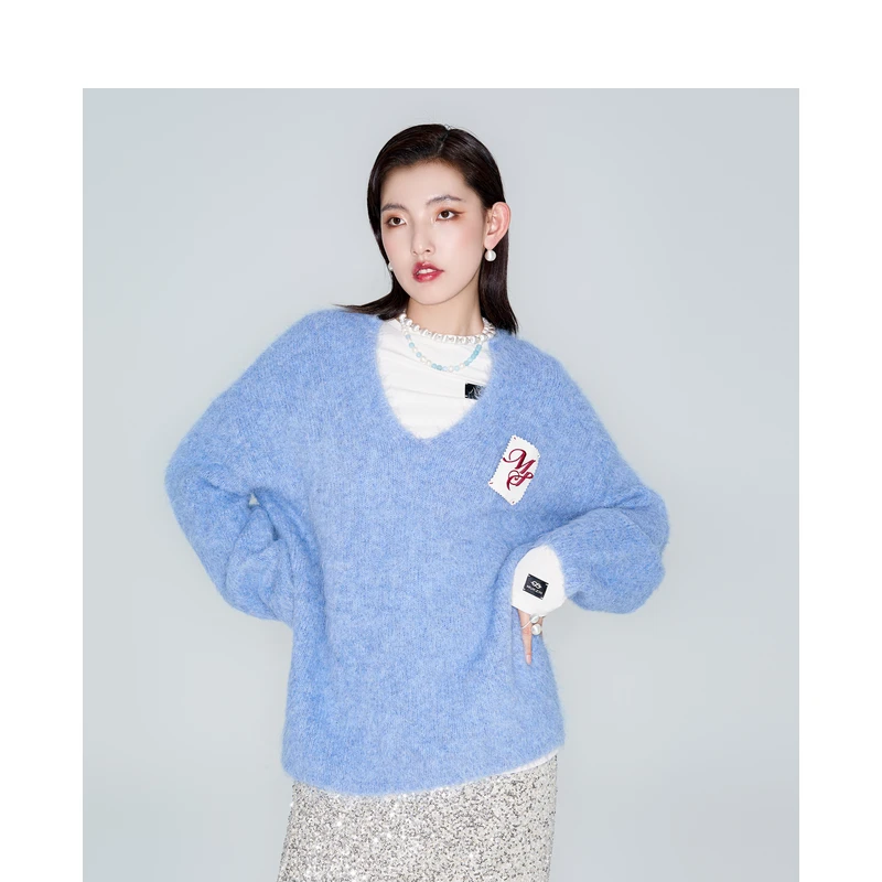 mukzin/密扇密扇2024玲珑「暮云」休闲羊驼毛针织毛衣M24CA07012801