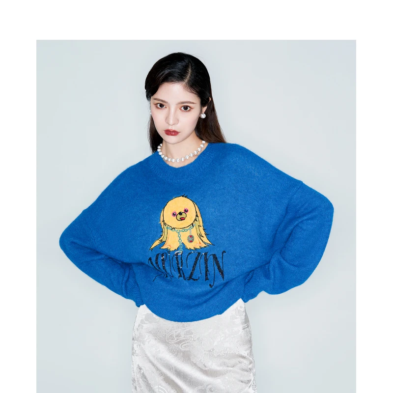 mukzin/密扇密扇2024玲珑系列「时光机」廓形圆领毛衫M24CA07002801