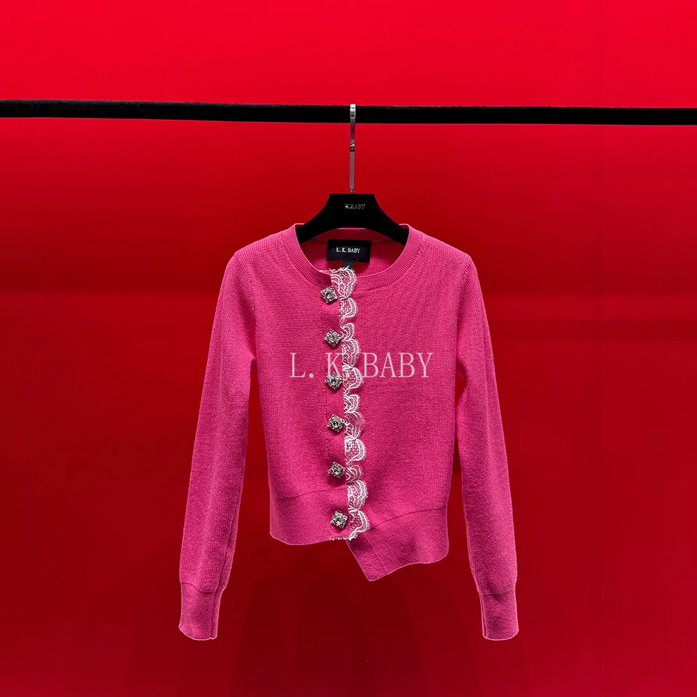 【L.K.BABY】玫来眼去 气质轻奢时尚小香蕾丝花边针织毛衣衫