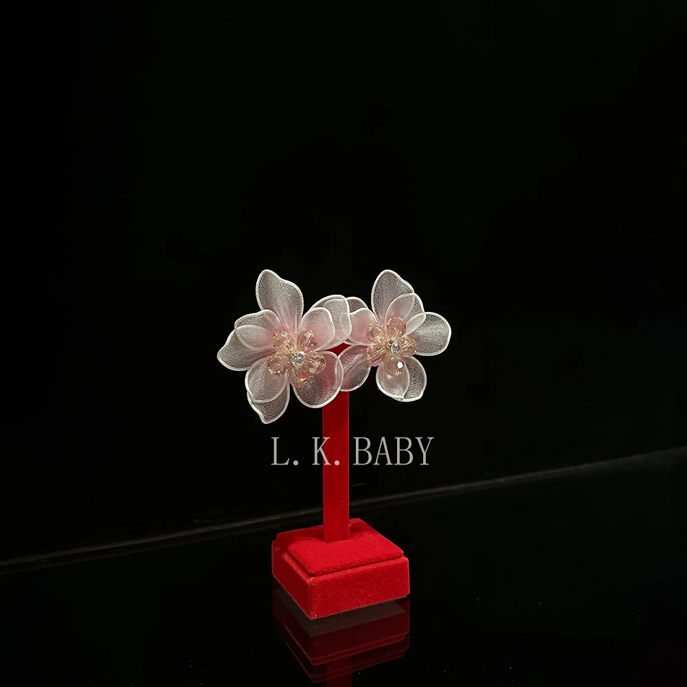 【L.K.BABY】法式纯欲水晶花朵配饰粉