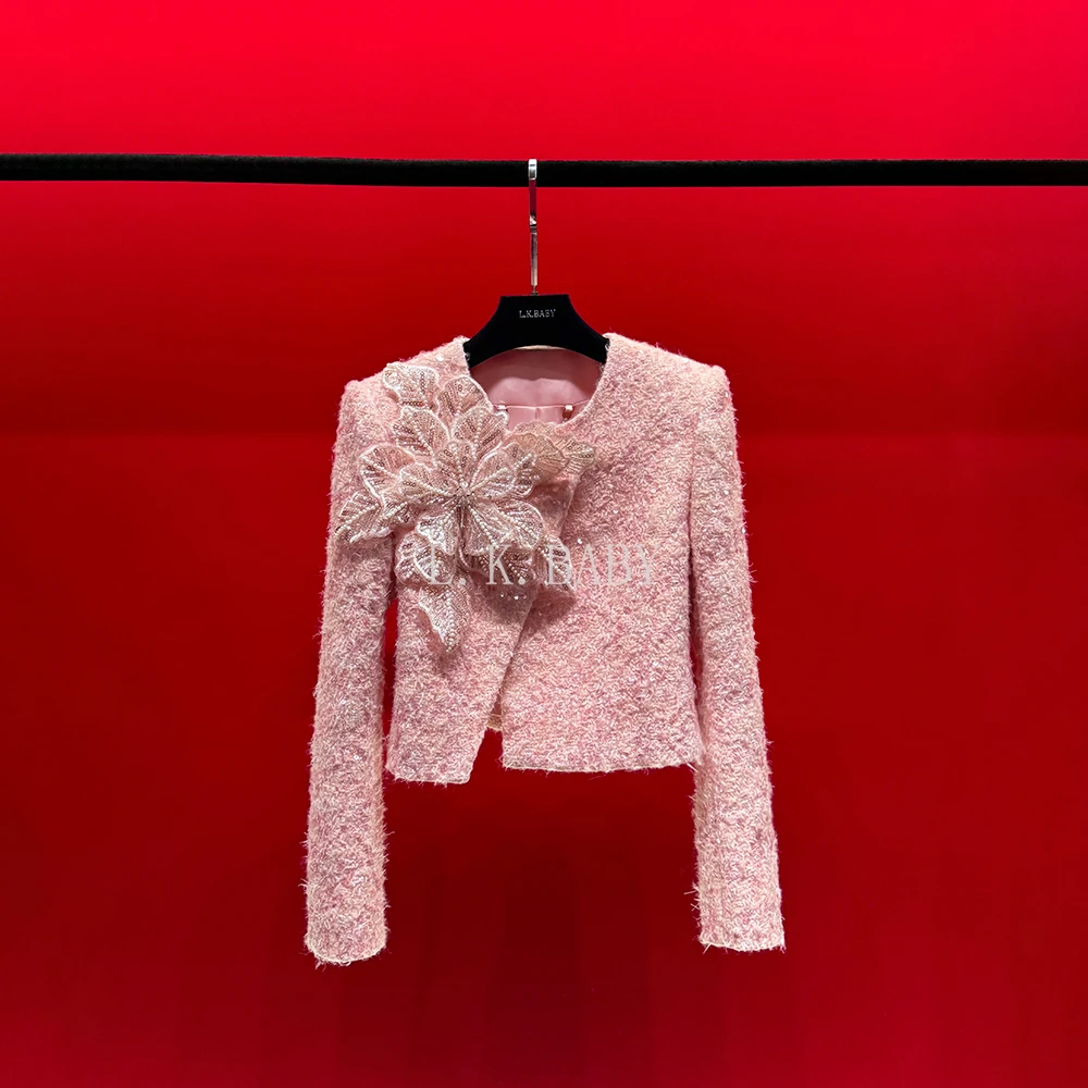 【L.K.BABY】 水晶芙蓉  法式名媛轻奢人间富贵花亮片花朵外套