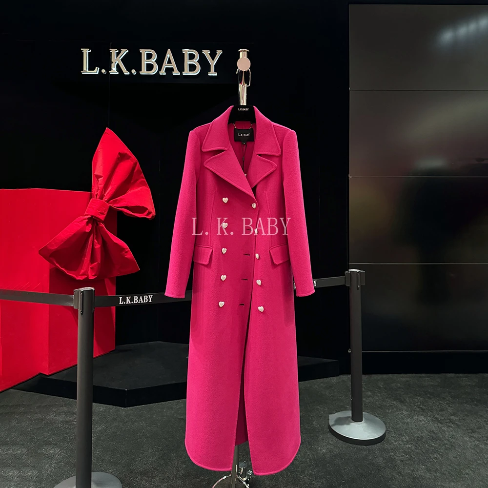 【L.K.BABY】胭脂玫瑰S  气质重工时尚名媛双面毛呢大衣外套