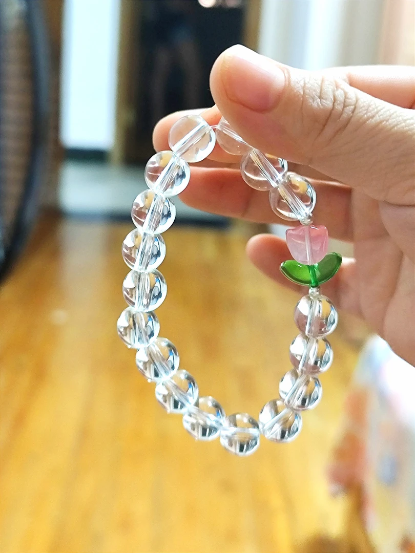 非金属仿水晶手链 原创手工制作，白水水郁金香