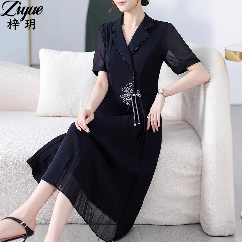 中国风连衣裙妈妈夏装中老年女夏季裙子气质高级感新中式高端显瘦