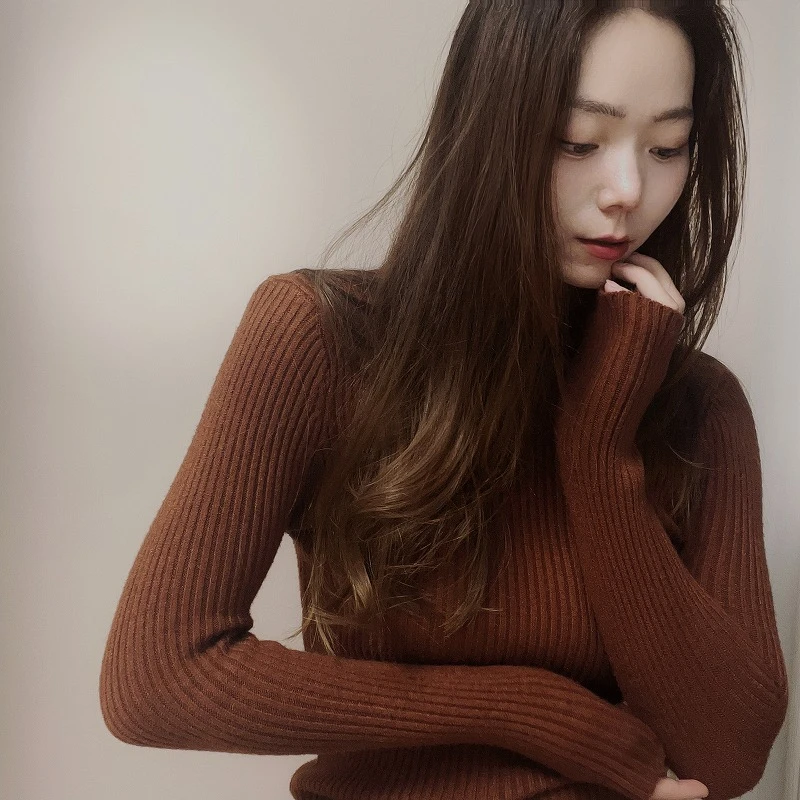 美拉德秋冬高龄针织毛衣短款修身紧身打底百搭加厚