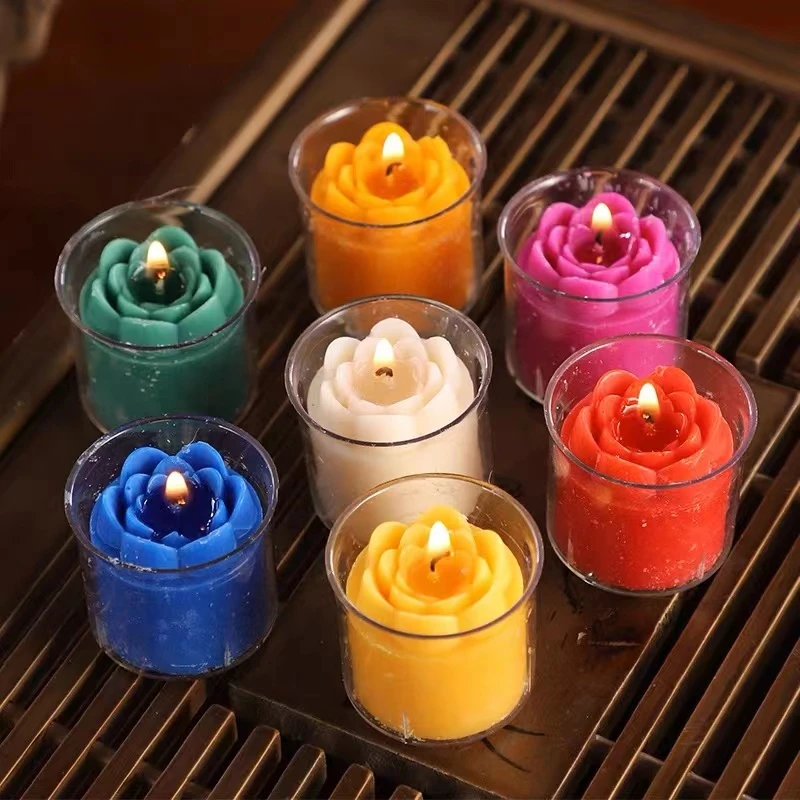 妙观连 10小时小旺烛环保无烟无味室内家用七彩纯植物酥油连花灯