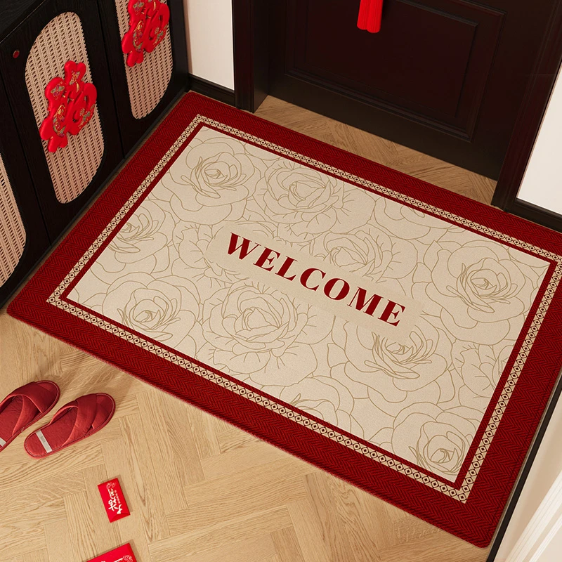 比利时绒入户门地垫中古轻奢客厅地毯门口脚垫家用玄关秋冬季新款
