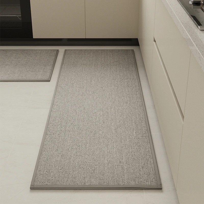 朴尚家居侘寂风厨房地垫吸水防滑脚垫子门口亚麻编制长条耐脏地毯
