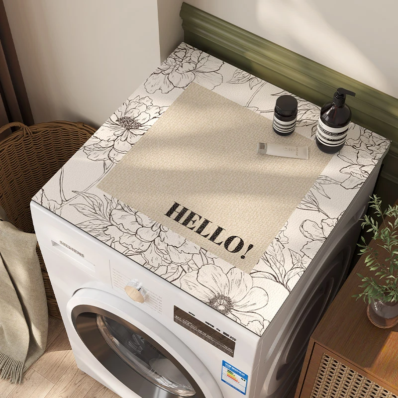 法式高级感滚筒洗衣机垫防晒罩防水床头柜盖布微波炉冰箱防尘罩子