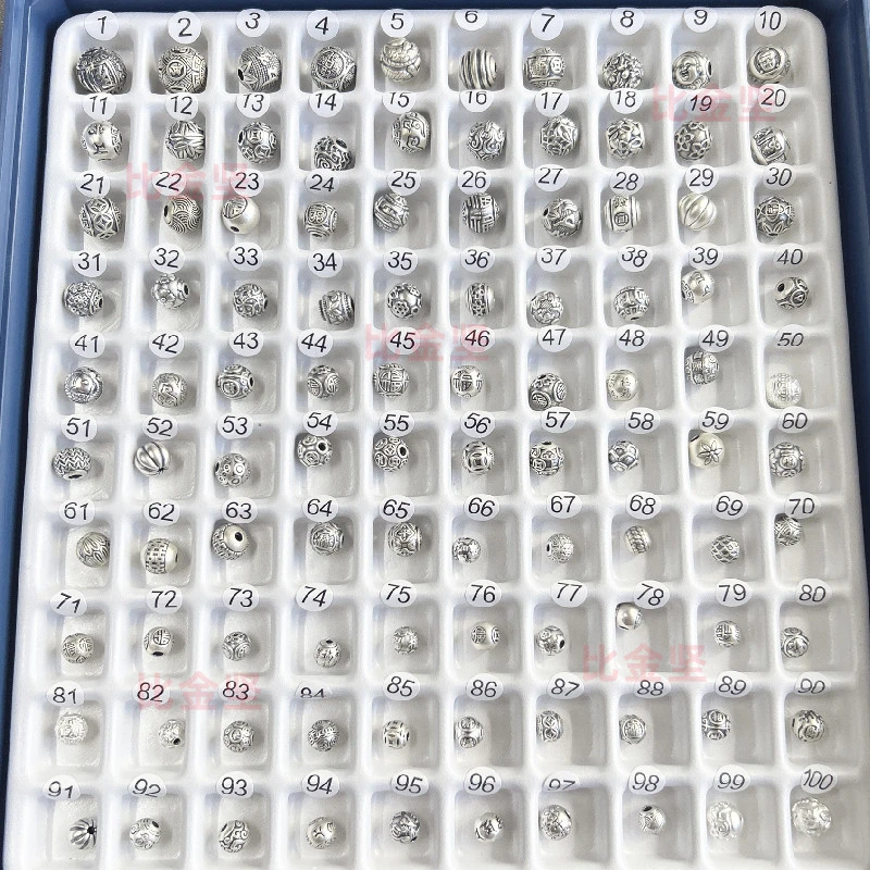 足银银制品 100款纯银六字真言龙凤祥云莲花福珠手工配件