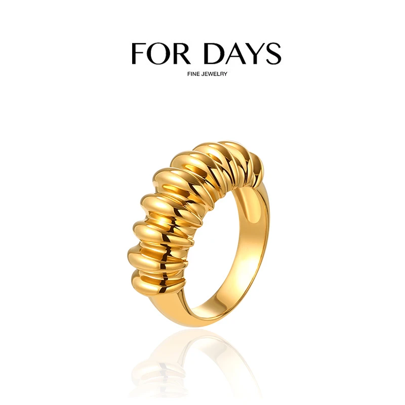 铜合金戒指 FOR DAYS  欧美轻奢个性牛角包叠戴戒指